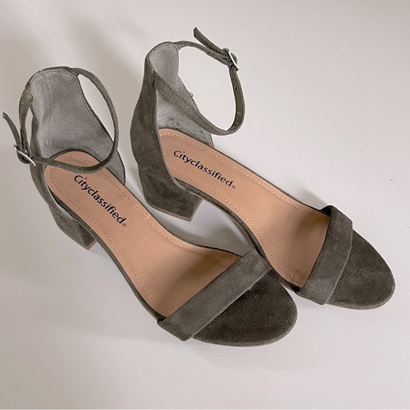 Olive Green Suede Sandals - Picture 1 of 5